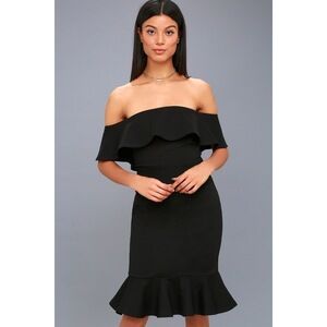 Lulus Confidence Boost Black Off-the-shoulder Bodycon Dress - Size X-Small